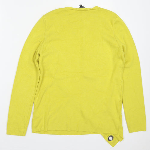 Julien Macdonald Womens Yellow V-Neck  Viscose Pullover Jumper Size 16