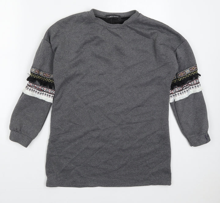 Cameo Rose Womens Grey  Cotton Pullover Sweatshirt Size S  Pullover