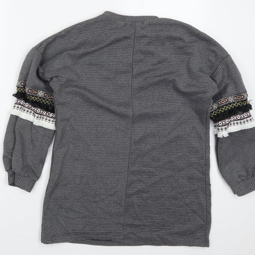 Cameo Rose Womens Grey  Cotton Pullover Sweatshirt Size S  Pullover