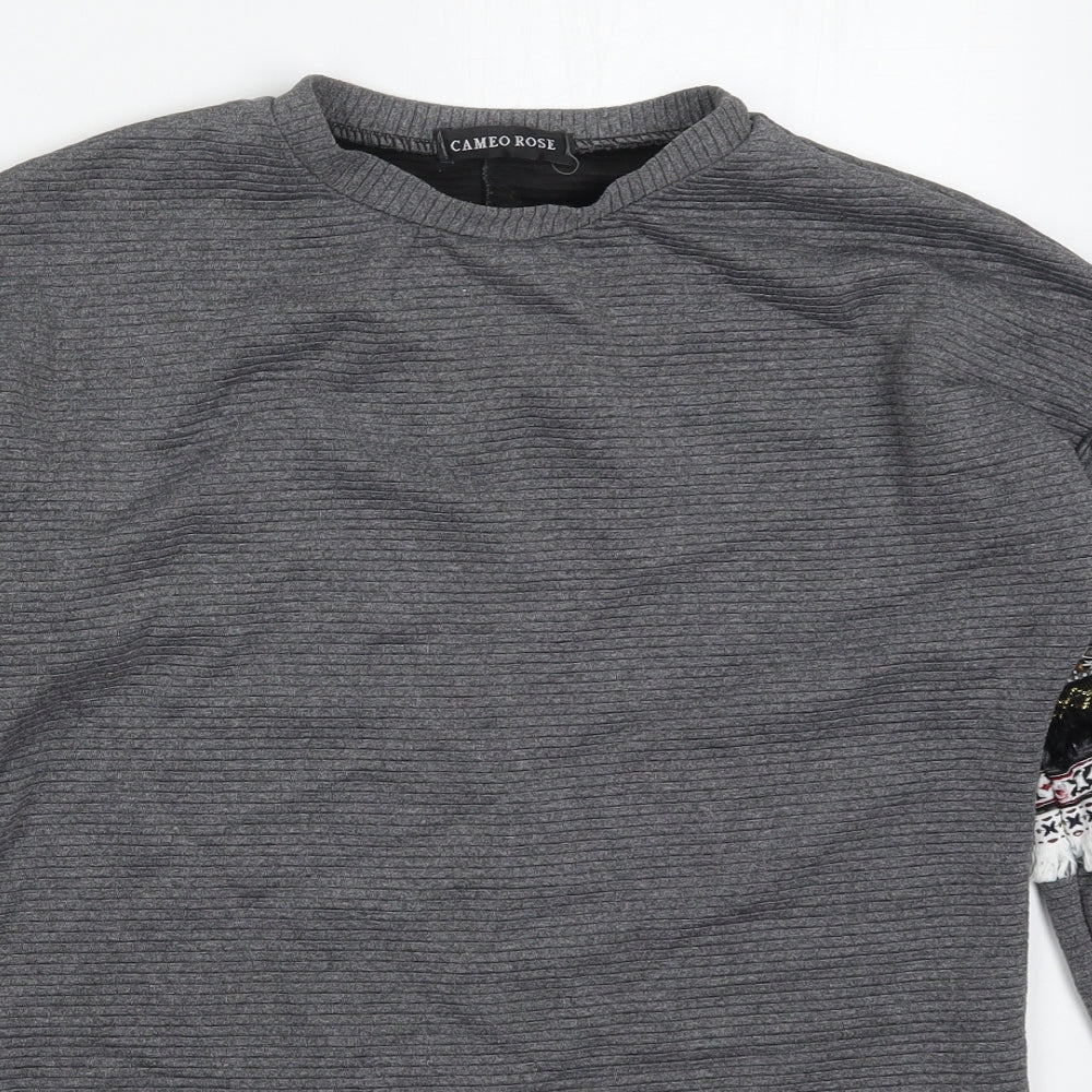 Cameo Rose Womens Grey  Cotton Pullover Sweatshirt Size S  Pullover