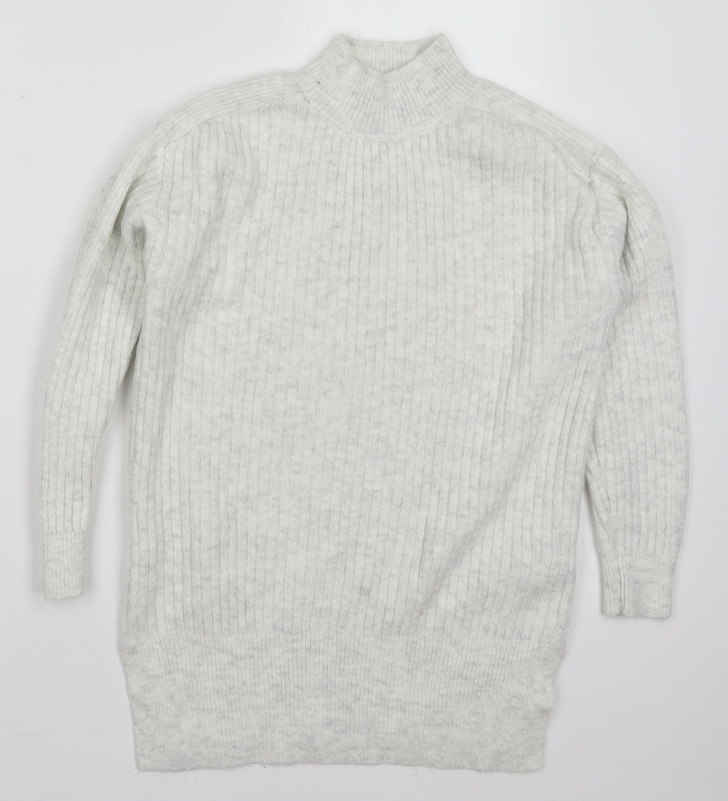 Marks and Spencer Womens Grey Mock Neck  Acrylic Pullover Jumper Size XS