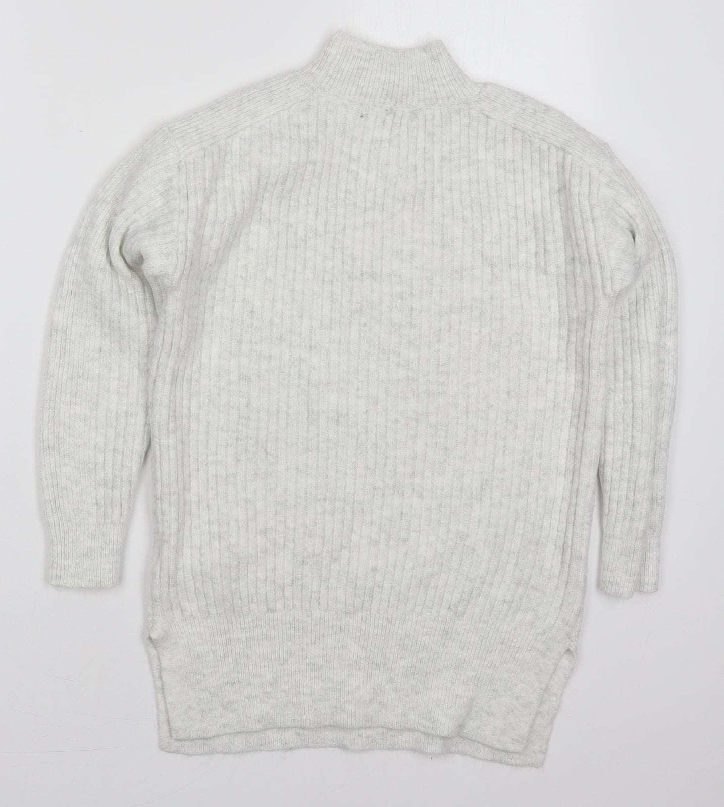 Marks and Spencer Womens Grey Mock Neck  Acrylic Pullover Jumper Size XS