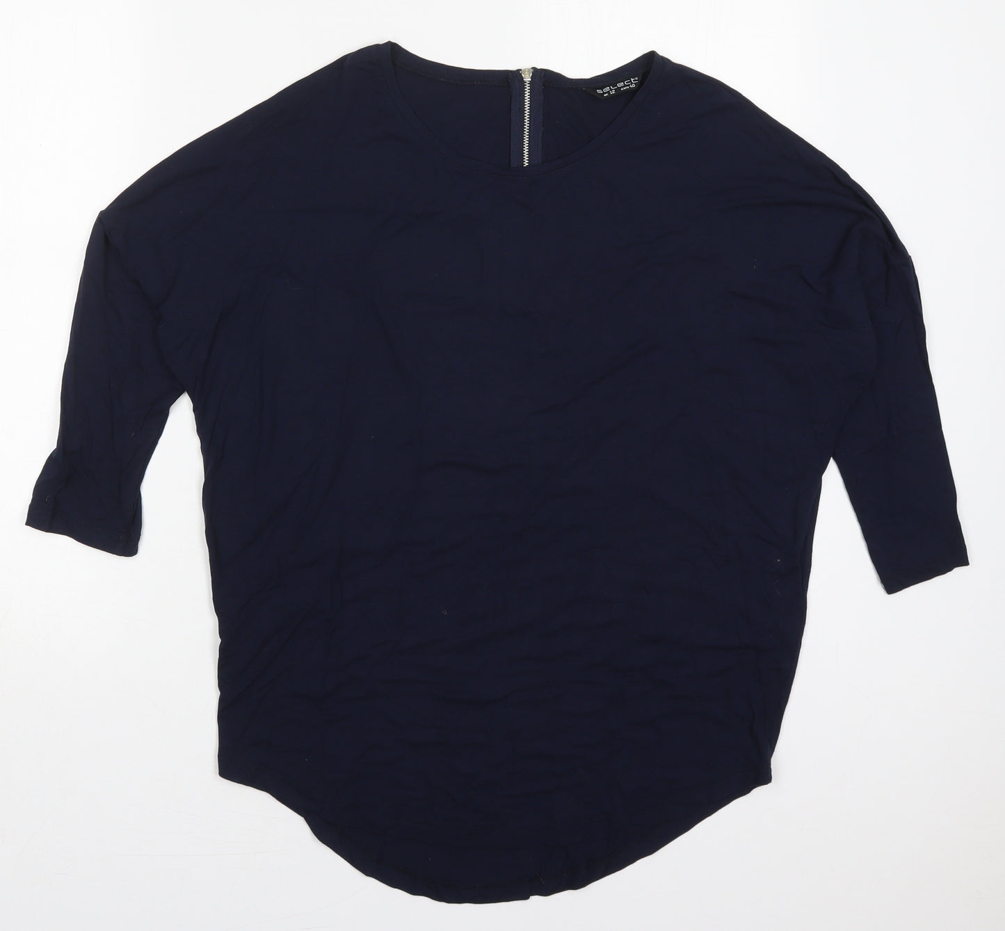 Select Womens Blue  Viscose Basic T-Shirt Size 12 Round Neck