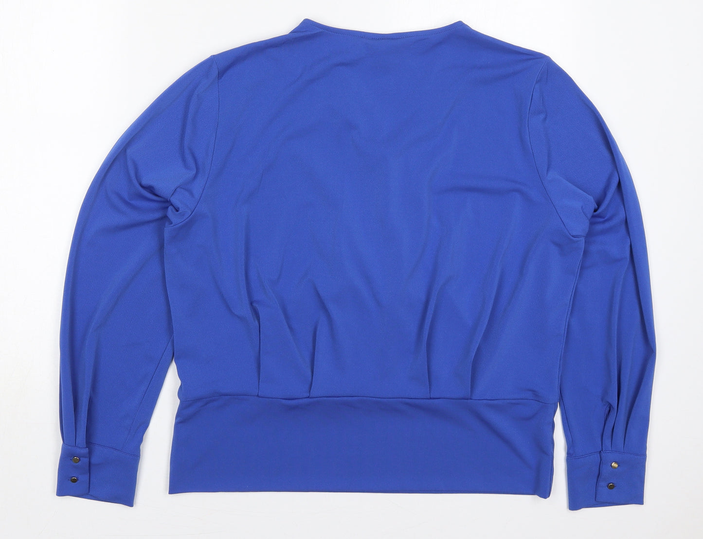 H&M Womens Blue  Polyester Basic Blouse Size L V-Neck
