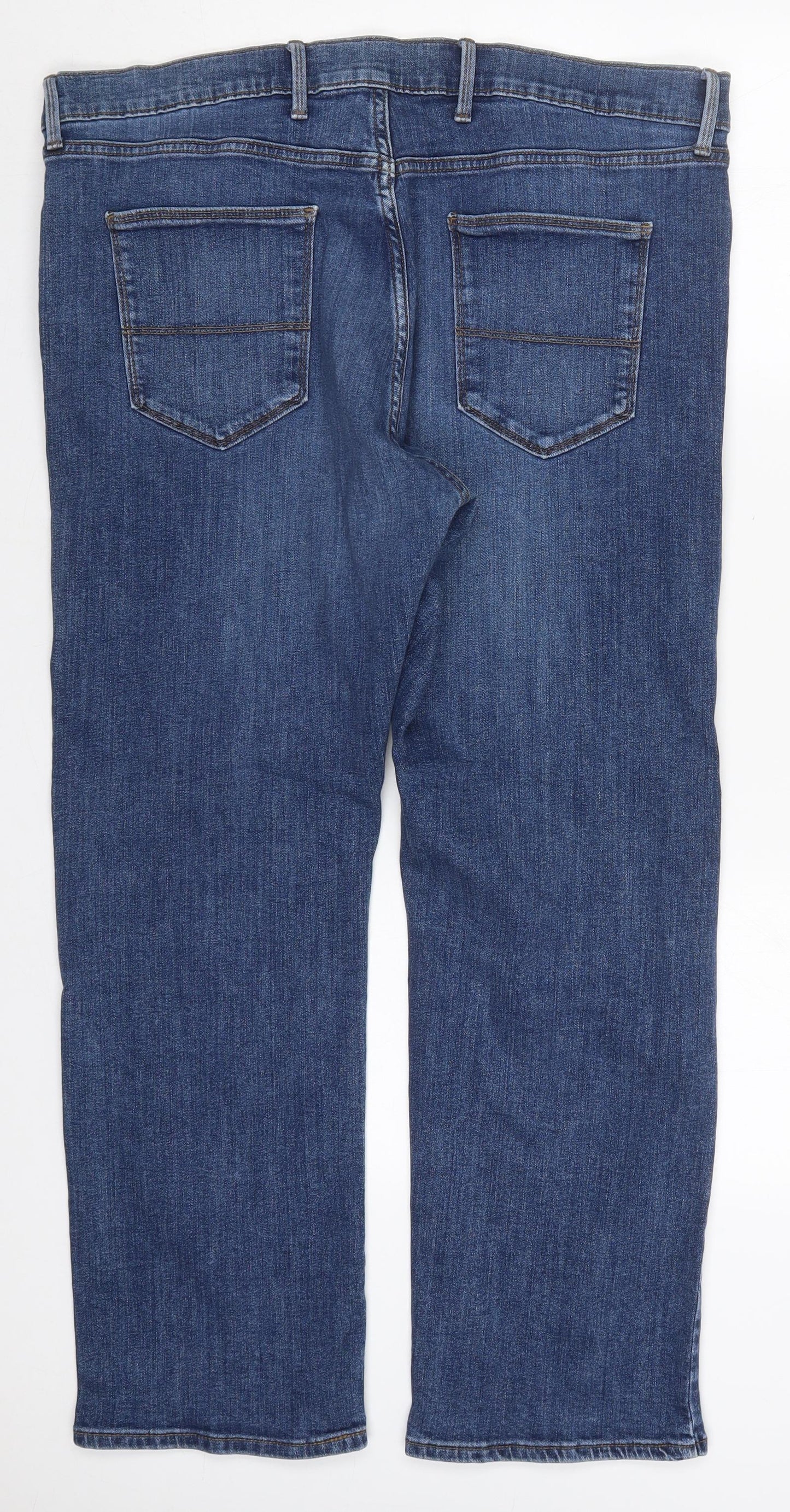 Marks and Spencer Mens Blue  Cotton Straight Jeans Size 38 in L29 in Regular Button