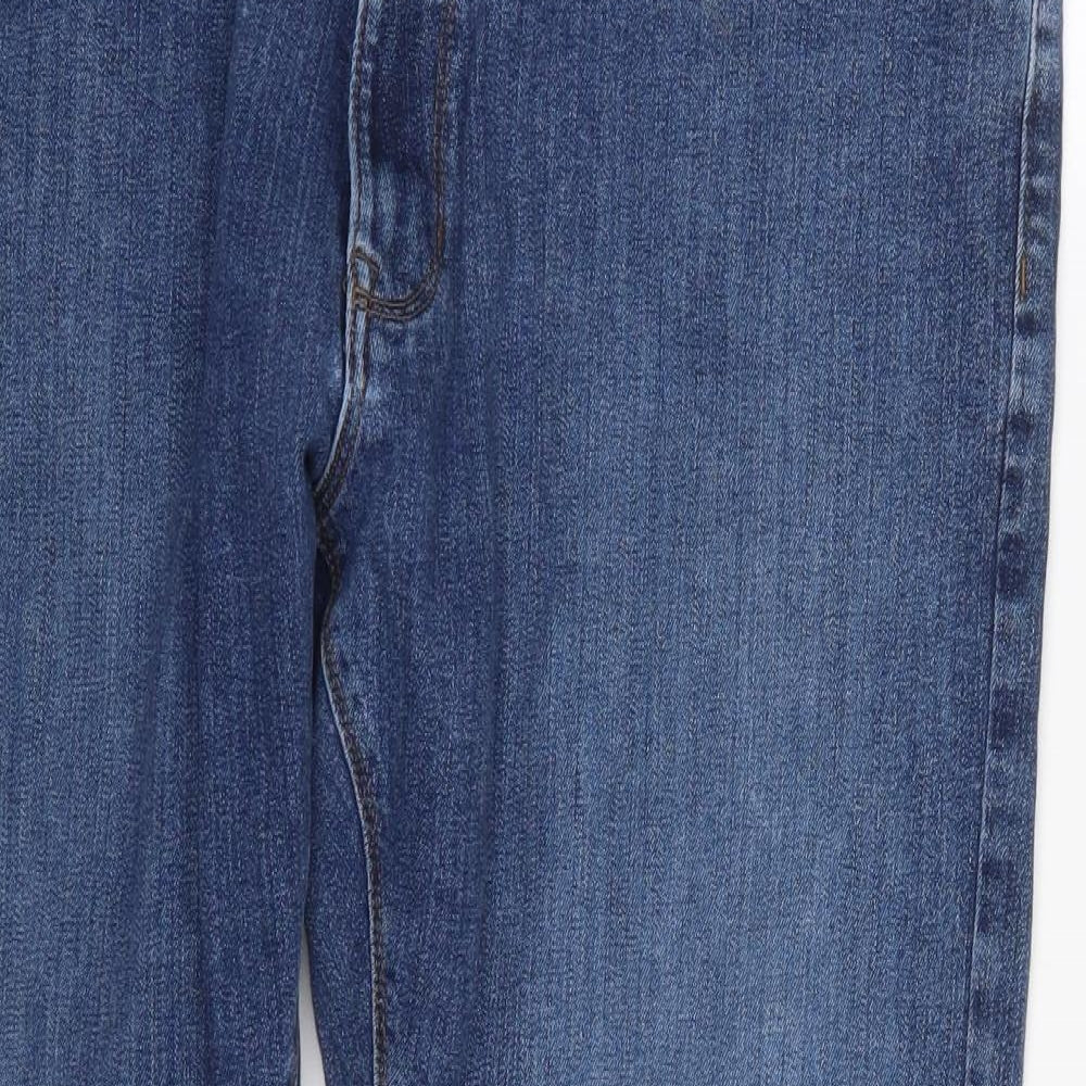 Marks and Spencer Mens Blue  Cotton Straight Jeans Size 38 in L29 in Regular Button