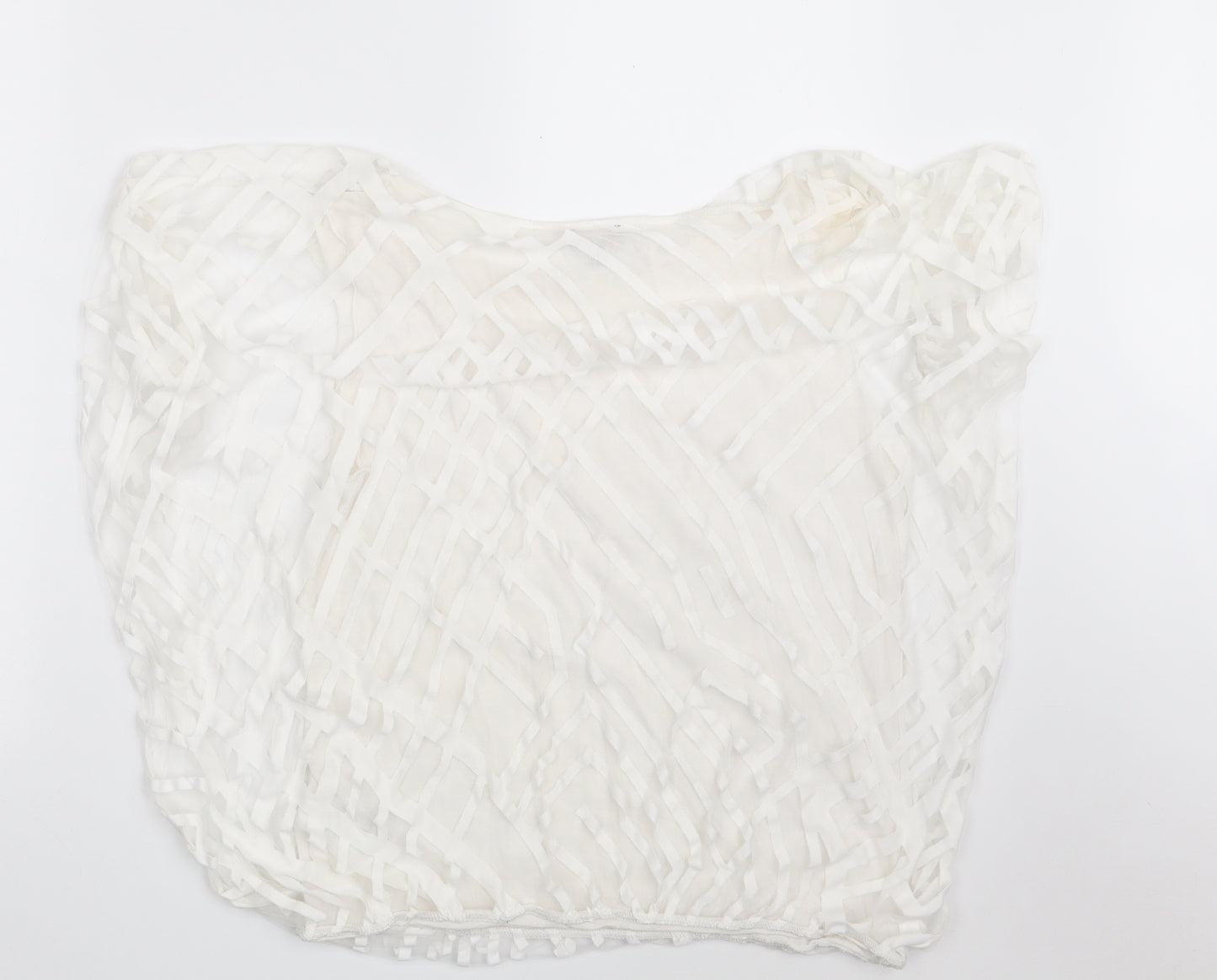 Phase Eight Womens White Geometric Viscose Basic Blouse Size 10 Boat Neck