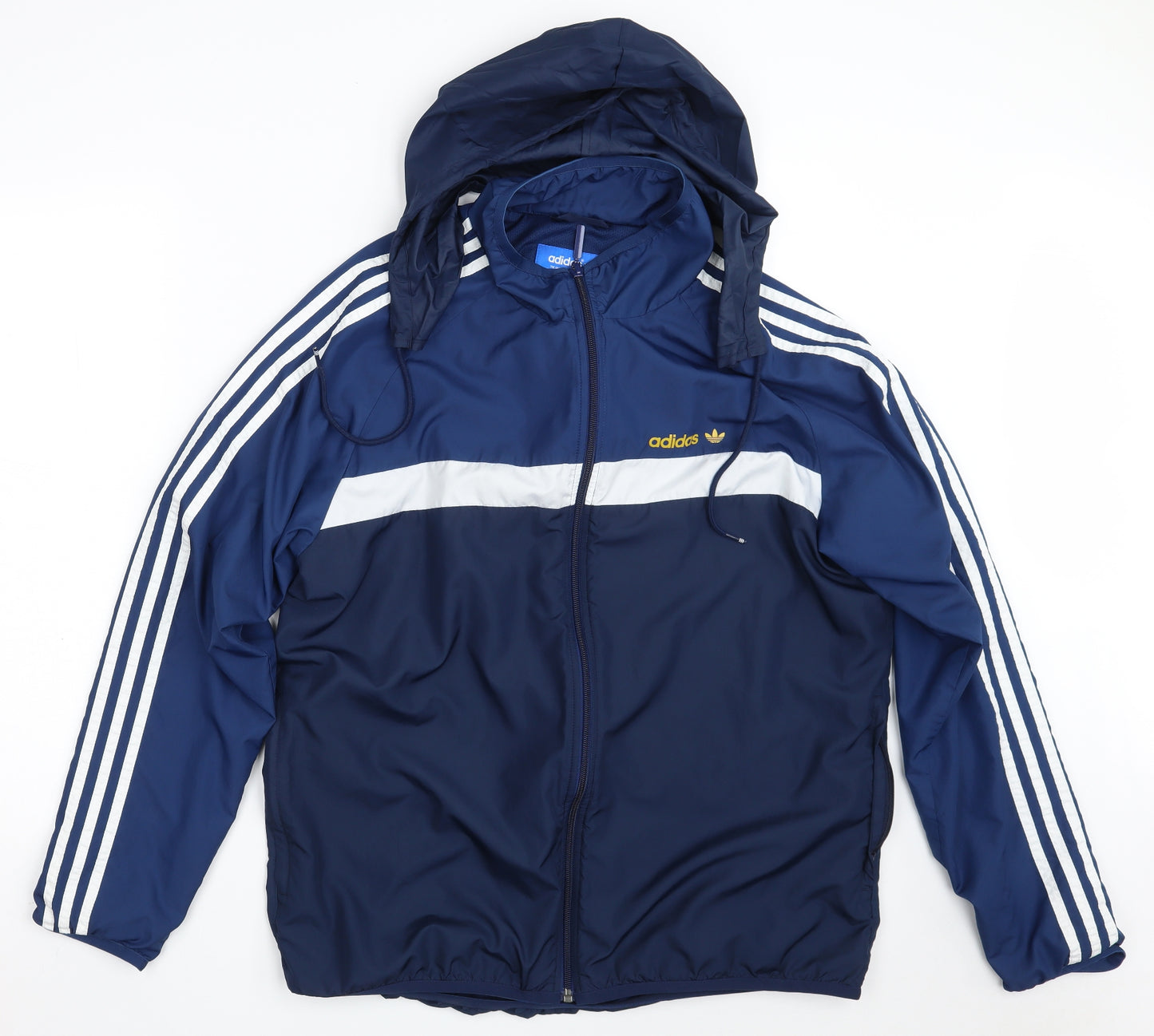 adidas Mens Blue Striped  Jacket  Size L  Zip - Performance