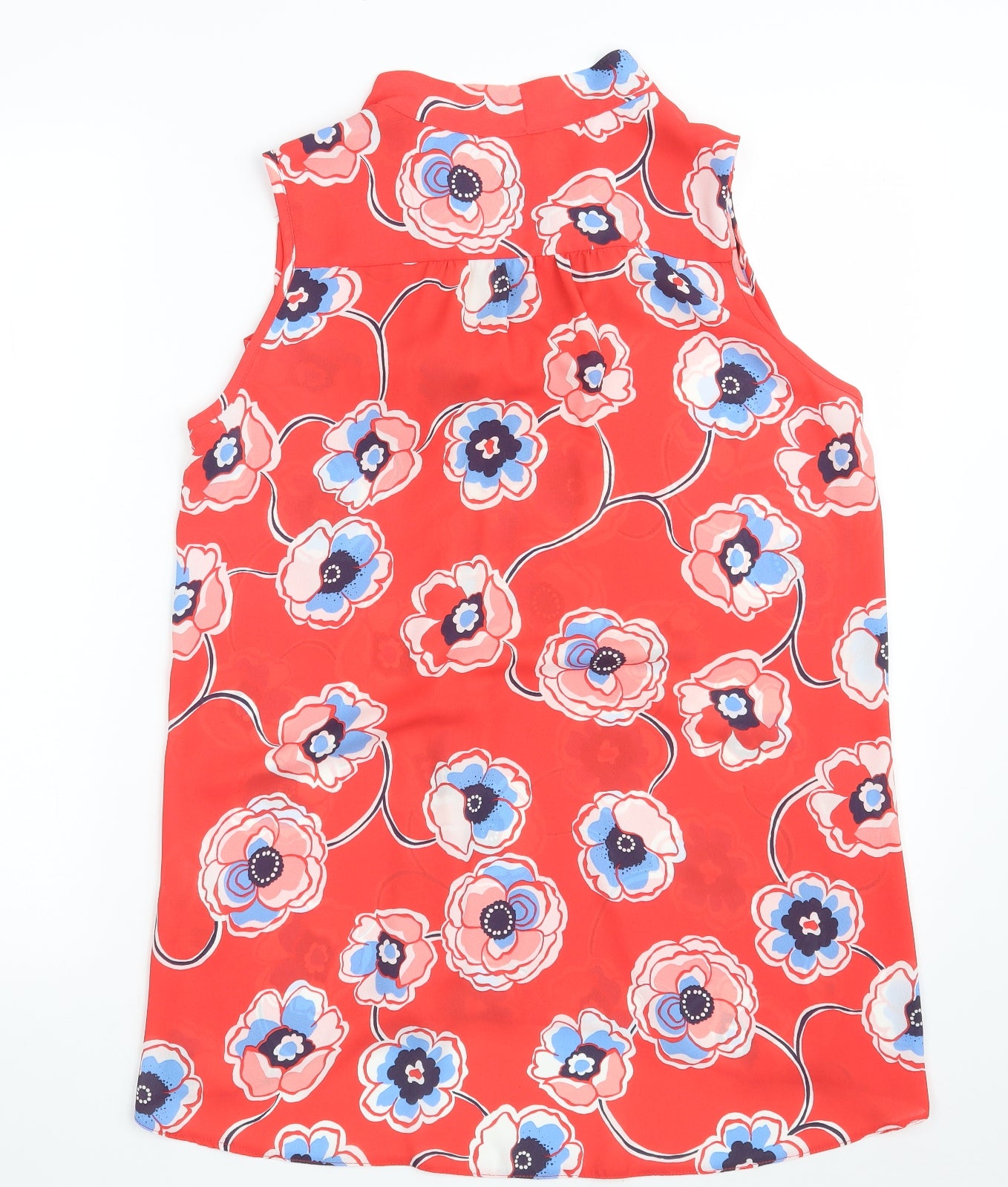 Red Herring Womens Red Floral Polyester Basic Button-Up Size 12 V-Neck