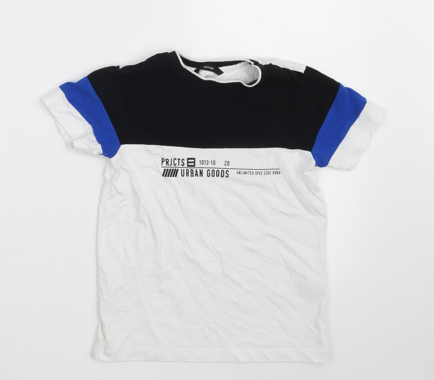 George Boys White  100% Cotton Pullover T-Shirt Size 5-6 Years Round Neck
