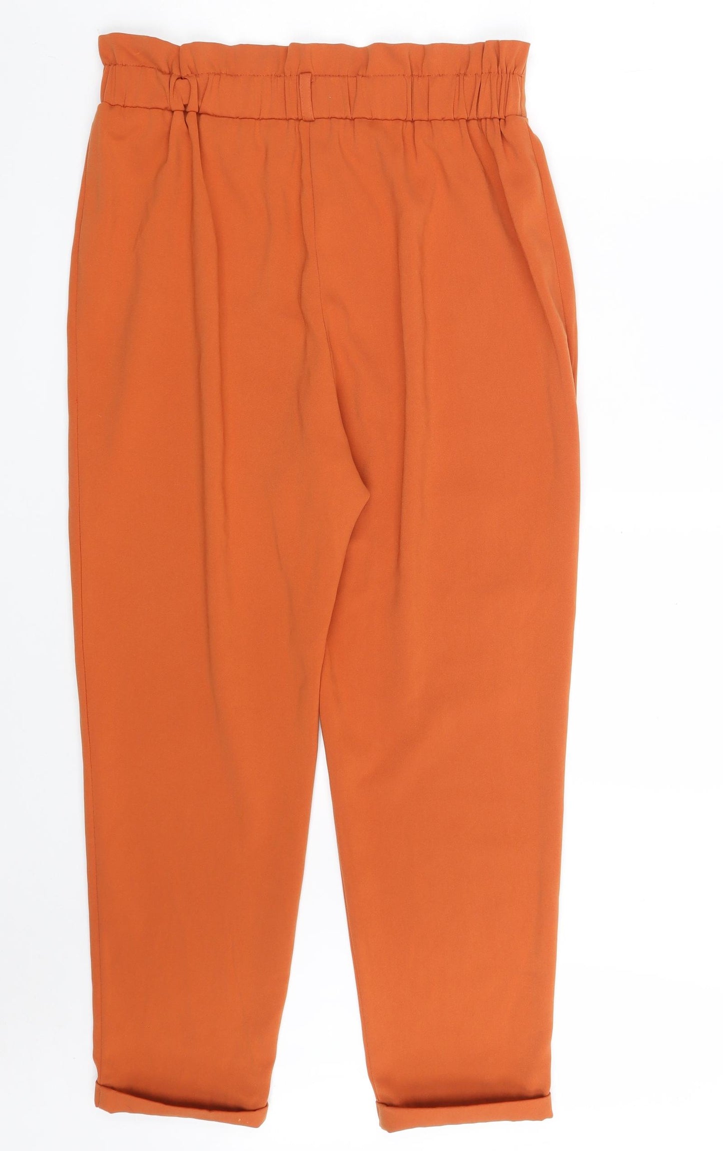 Primark Womens Orange  Polyester Carrot Trousers Size 12 L27 in Regular Button