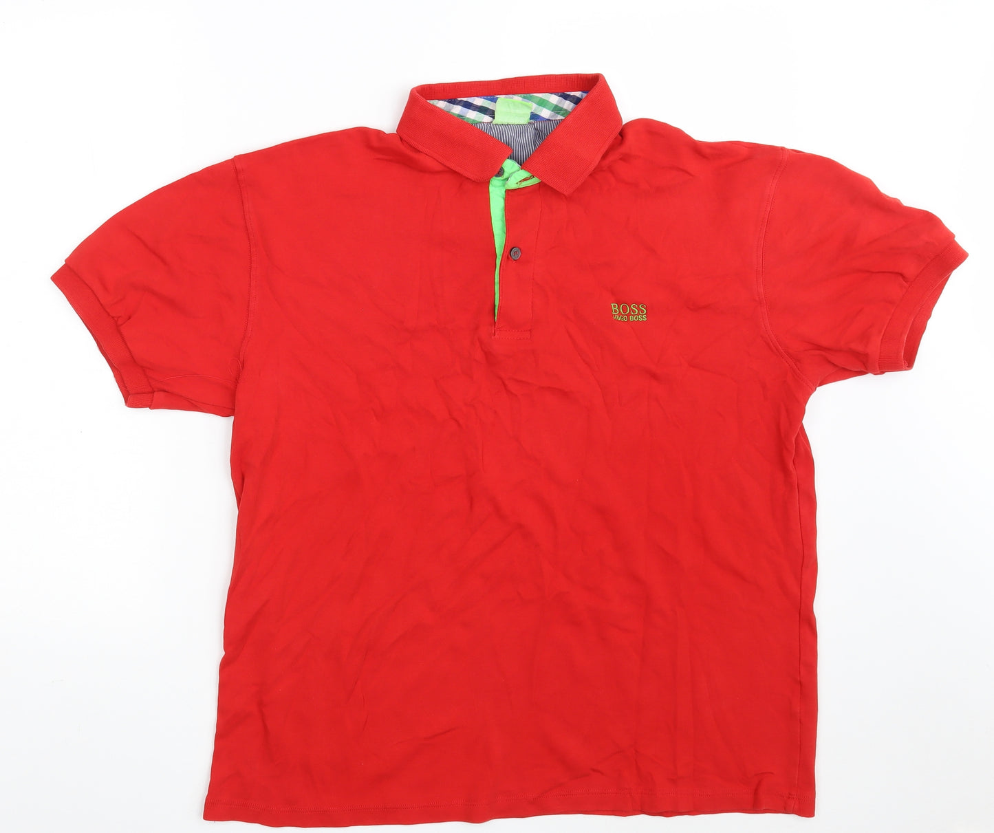 HUGO BOSS Mens Red  100% Cotton  Polo Size 2XL Collared Button