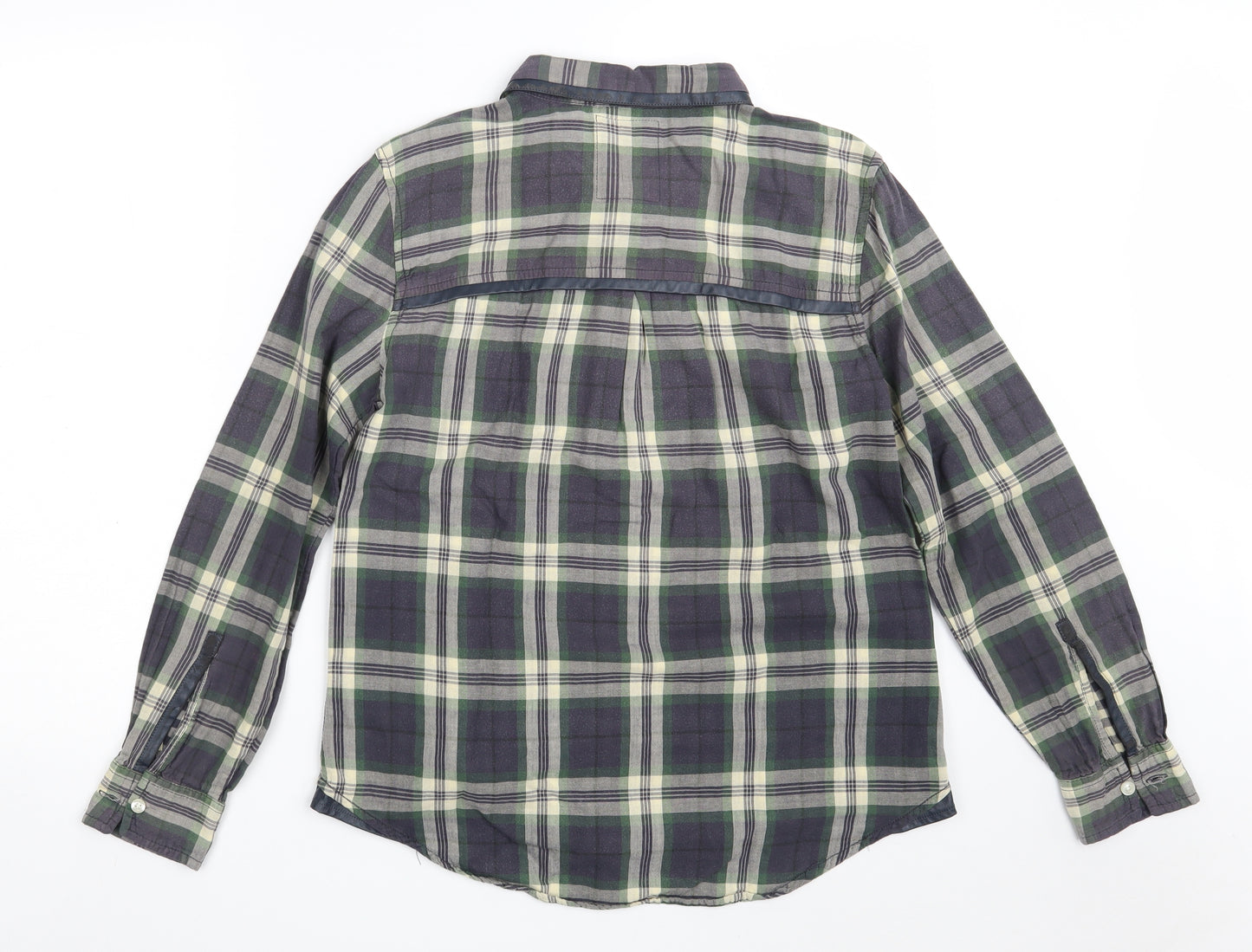 NEXT Womens Green Check 100% Cotton Basic Button-Up Size 12 Collared