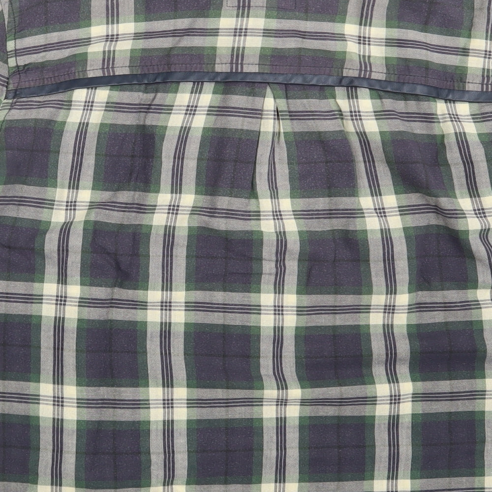 NEXT Womens Green Check 100% Cotton Basic Button-Up Size 12 Collared