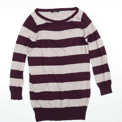 George Womens Purple Boat Neck Striped Viscose Pullover Jumper Size 12