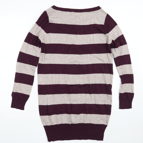 George Womens Purple Boat Neck Striped Viscose Pullover Jumper Size 12