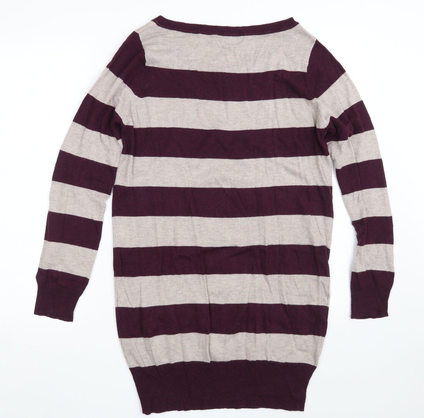 George Womens Purple Boat Neck Striped Viscose Pullover Jumper Size 12