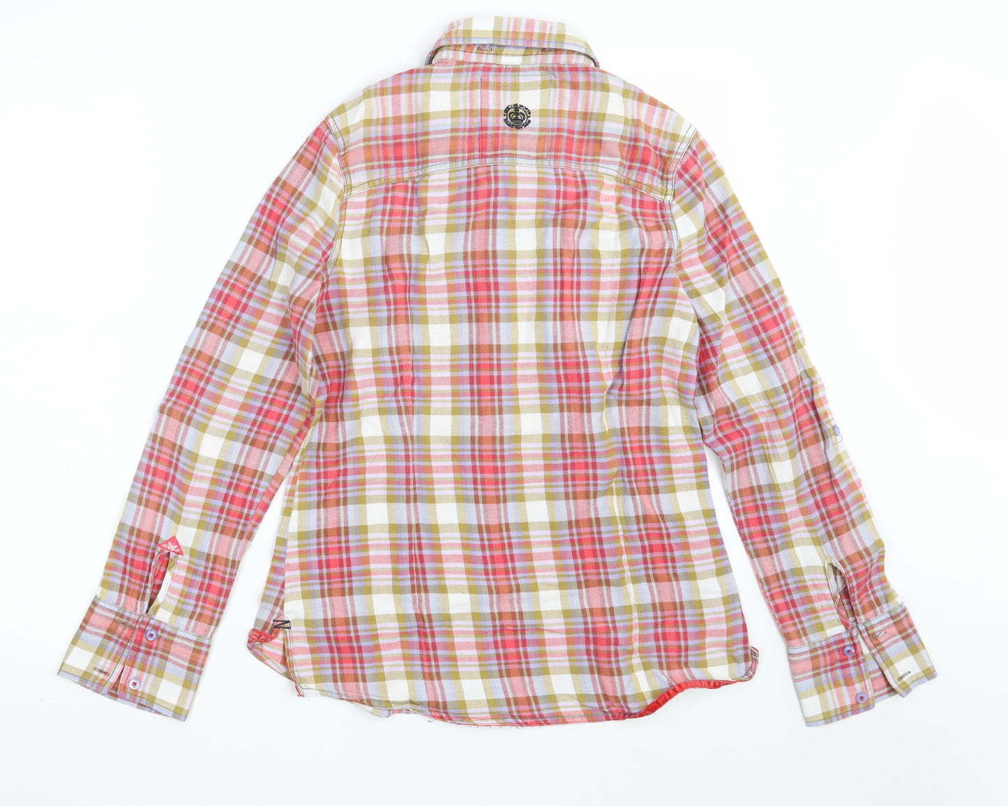 NEXT Womens Pink Check 100% Cotton Basic Button-Up Size 10 Collared