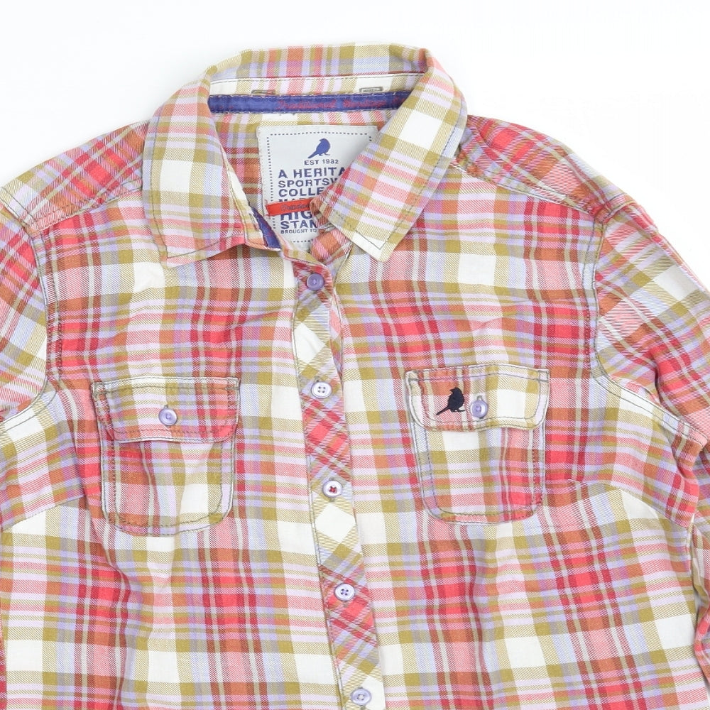 NEXT Womens Pink Check 100% Cotton Basic Button-Up Size 10 Collared
