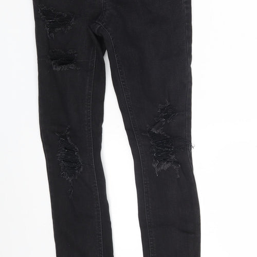 New Look Girls Black  Cotton Jegging Jeans Size 12 Years  Slim Zip - Distressed