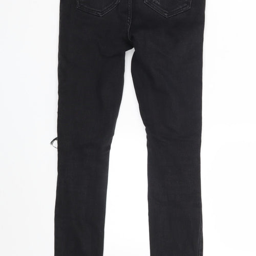New Look Girls Black  Cotton Jegging Jeans Size 12 Years  Slim Zip - Distressed