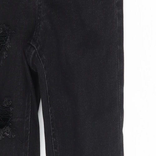 New Look Girls Black  Cotton Jegging Jeans Size 12 Years  Slim Zip - Distressed