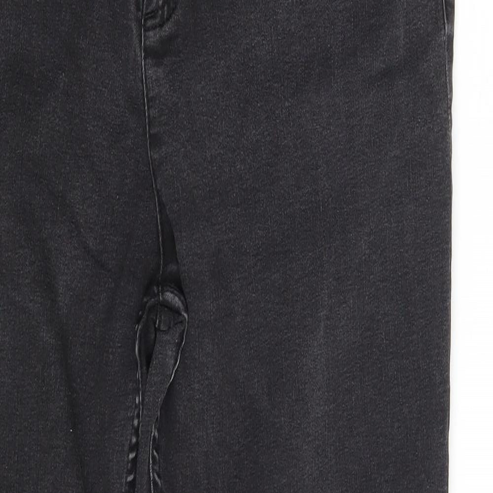 Marks and Spencer Womens Black  Cotton Straight Jeans Size 14 L25 in Slim Zip