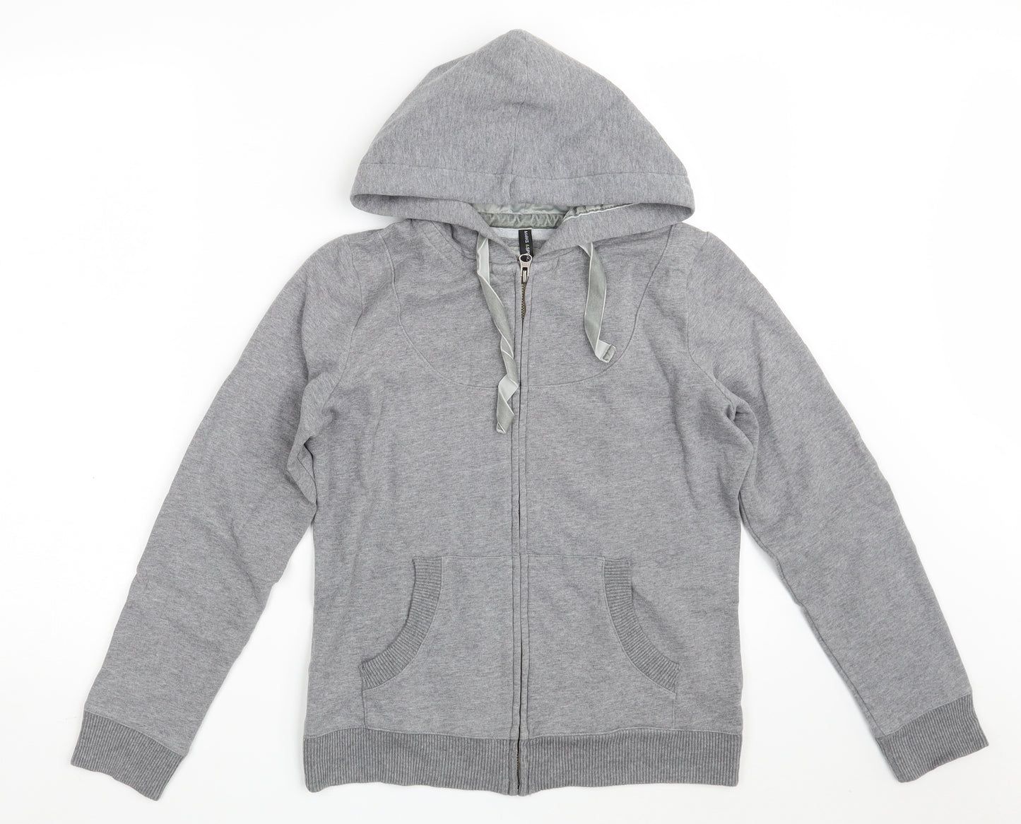 Marks and Spencer Womens Grey  Cotton Full Zip Hoodie Size 12  Zip