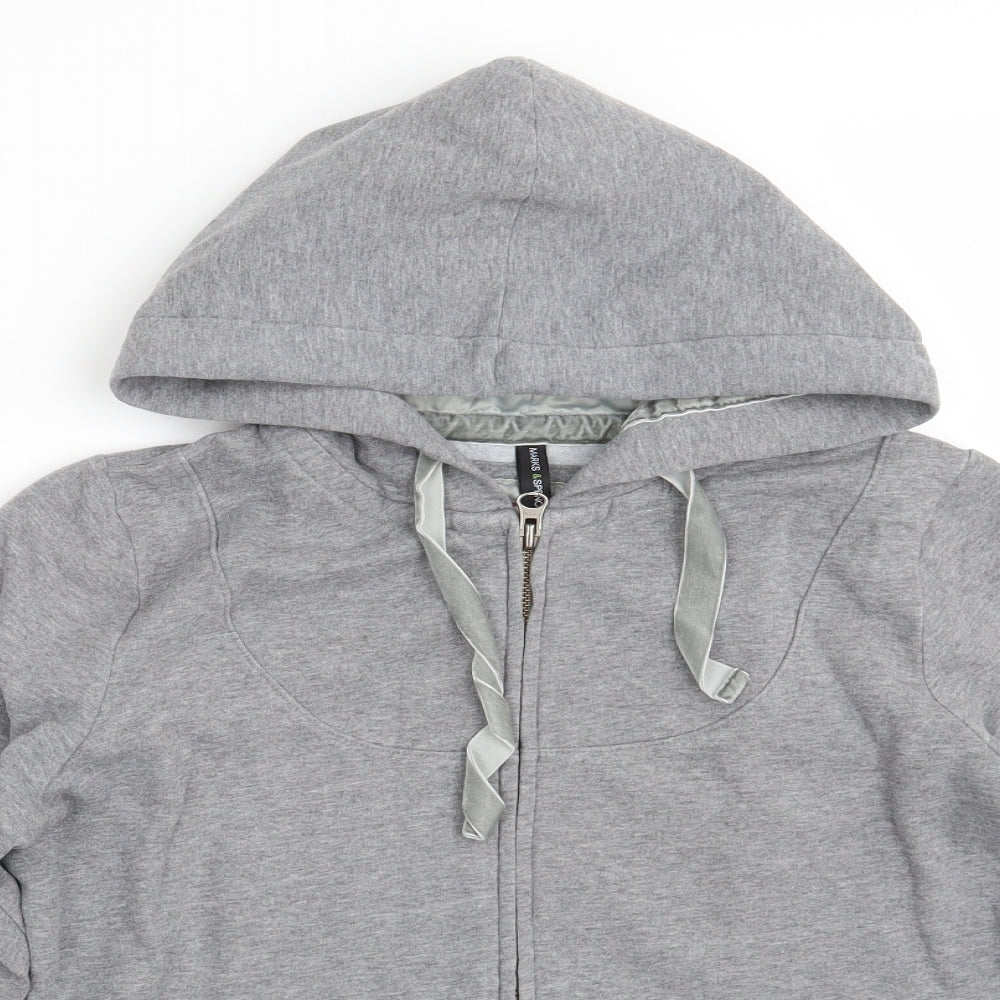 Marks and Spencer Womens Grey  Cotton Full Zip Hoodie Size 12  Zip