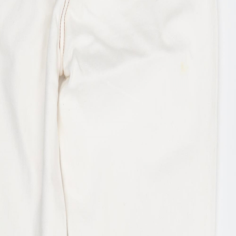PRETTYLITTLETHING Womens White  Cotton Straight Jeans Size 12 L31 in Regular Zip