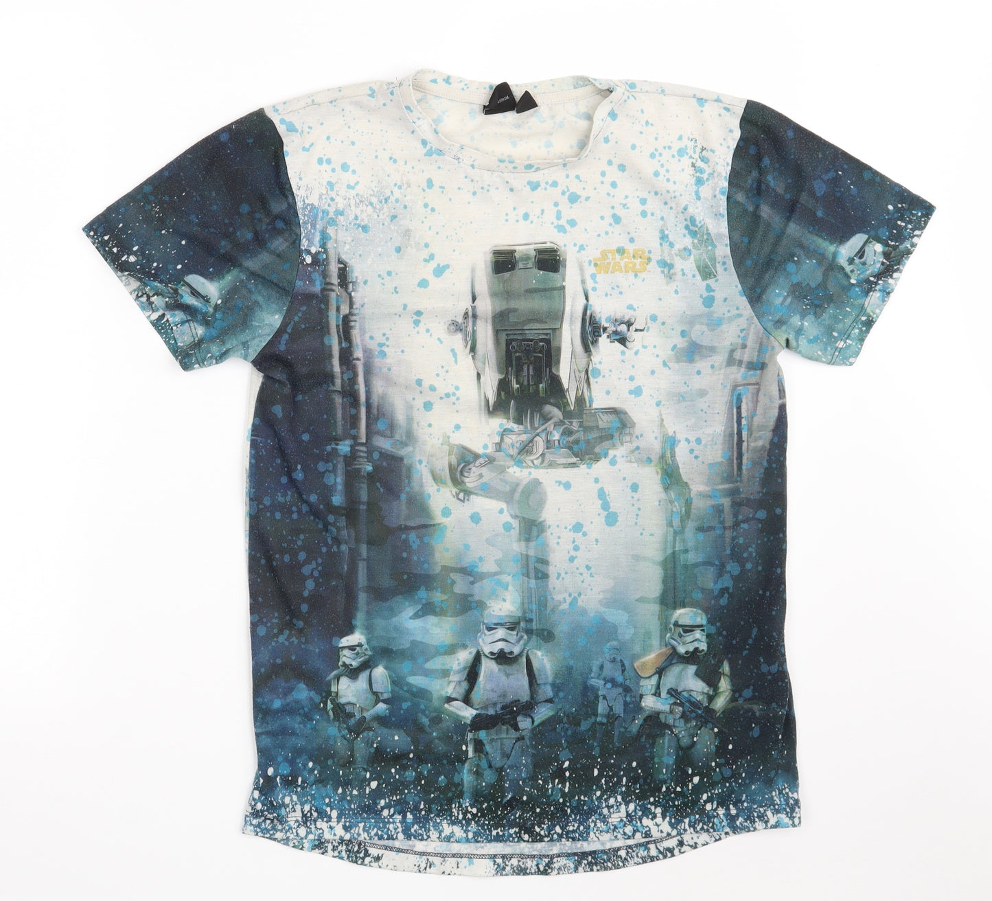 Primark Boys Blue  Polyester Basic T-Shirt Size 14-15 Years Round Neck  - STAR WARS
