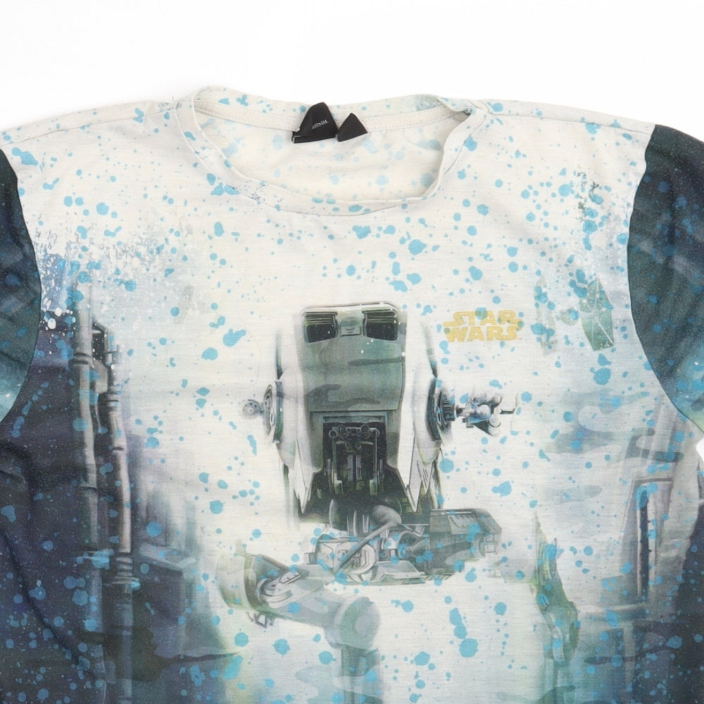 Primark Boys Blue  Polyester Basic T-Shirt Size 14-15 Years Round Neck  - STAR WARS
