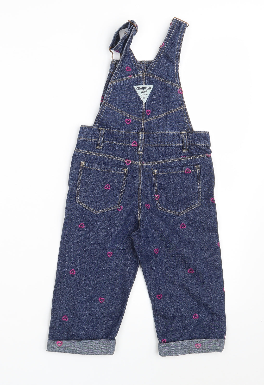 OshKosh B’gosh Girls Blue  100% Cotton Pinafore/Dungaree Dress  Size 2 Years  Square Neck