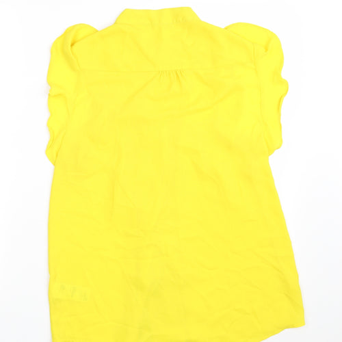 Oasis Womens Yellow  Polyester Basic Button-Up Size 14 Roll Neck