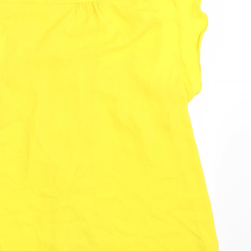 Oasis Womens Yellow  Polyester Basic Button-Up Size 14 Roll Neck