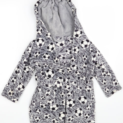 Dunnes Stores Boys Grey Geometric 100% Polyester  Robe Size 3-4 Years   - Football