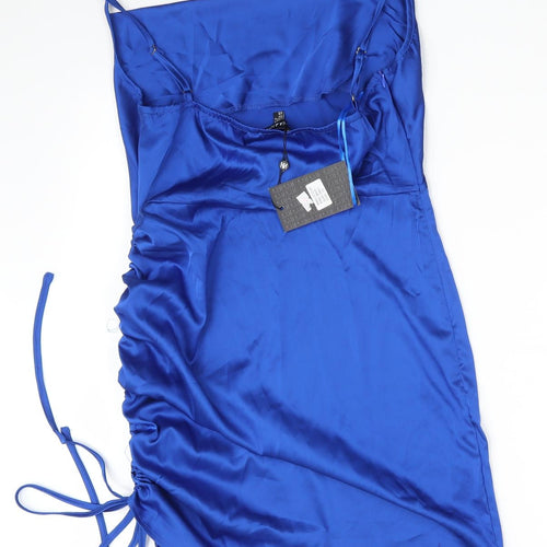 NAANAA Womens Blue  Polyester Bodycon  Size 12  Off the Shoulder Zip
