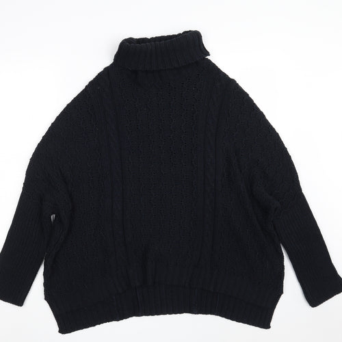 Papaya Womens Blue High Neck  Acrylic Pullover Jumper Size M