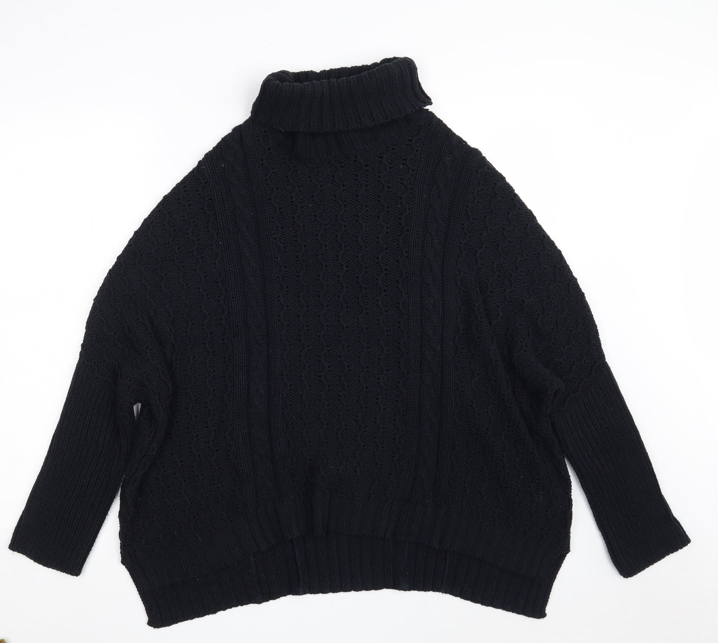 Papaya Womens Blue High Neck  Acrylic Pullover Jumper Size M