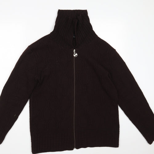 NEW CHOICE Mens Brown High Neck Argyle/Diamond Acrylic Full Zip Jumper Size L