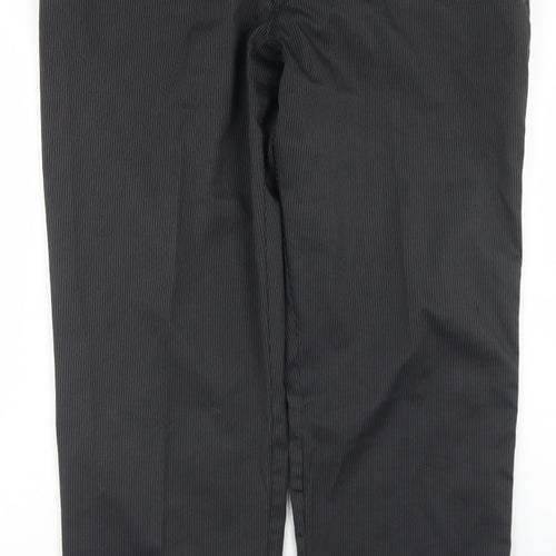 Dunlop Mens Black Striped Polyester Dress Pants Trousers Size 36 in L31 in Regular Button