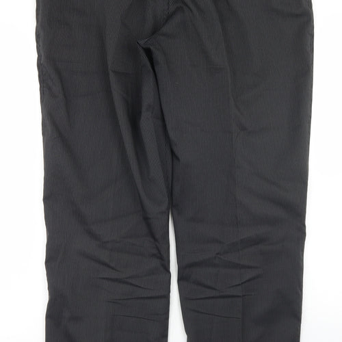 Dunlop Mens Black Striped Polyester Dress Pants Trousers Size 36 in L31 in Regular Button
