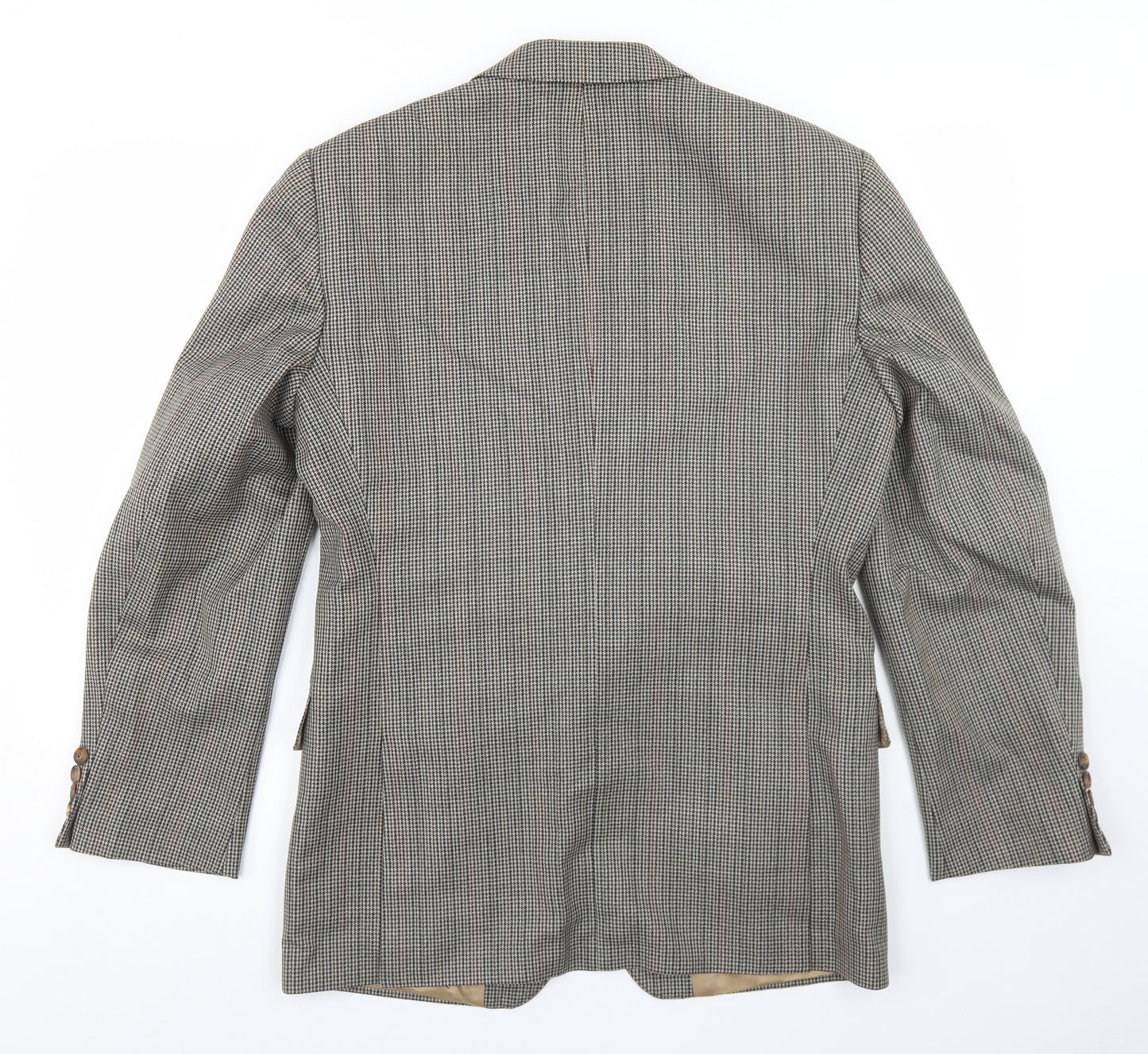 Magee Mens Beige Houndstooth Wool Jacket Blazer Size 38