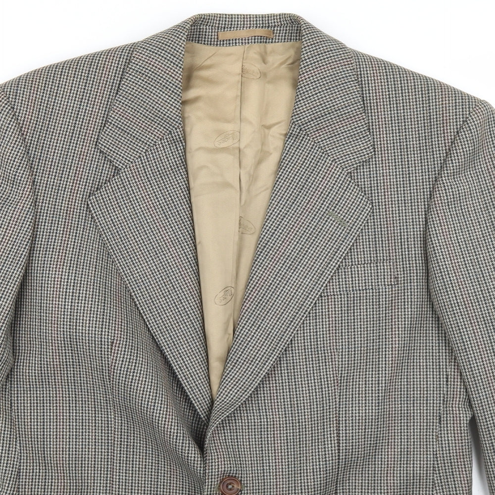 Magee Mens Beige Houndstooth Wool Jacket Blazer Size 38