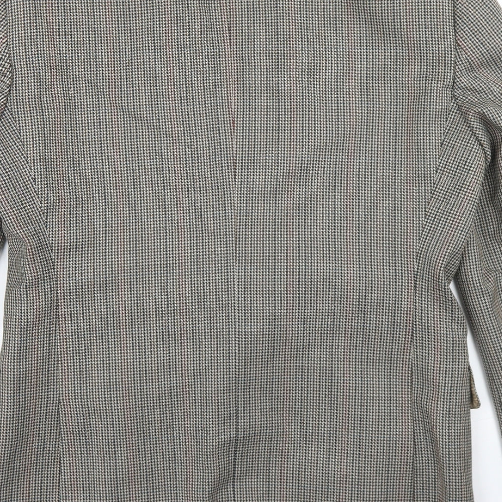Magee Mens Beige Houndstooth Wool Jacket Blazer Size 38
