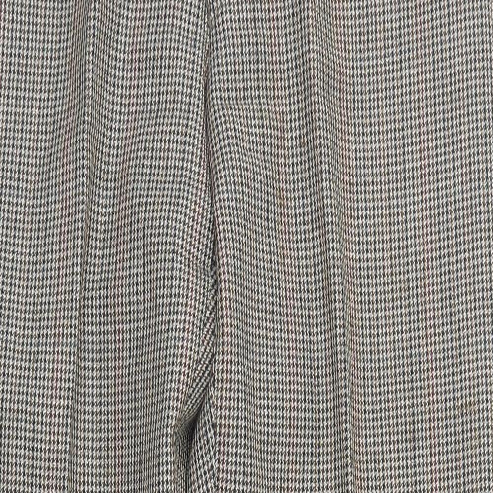 Magee Mens Beige Houndstooth Polyester Dress Pants Trousers Size 32 in L28 in Regular Button
