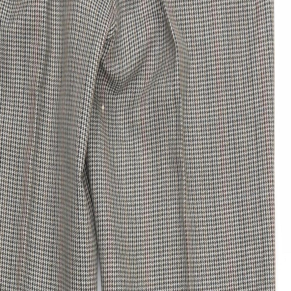 Magee Mens Beige Houndstooth Polyester Dress Pants Trousers Size 32 in L28 in Regular Button