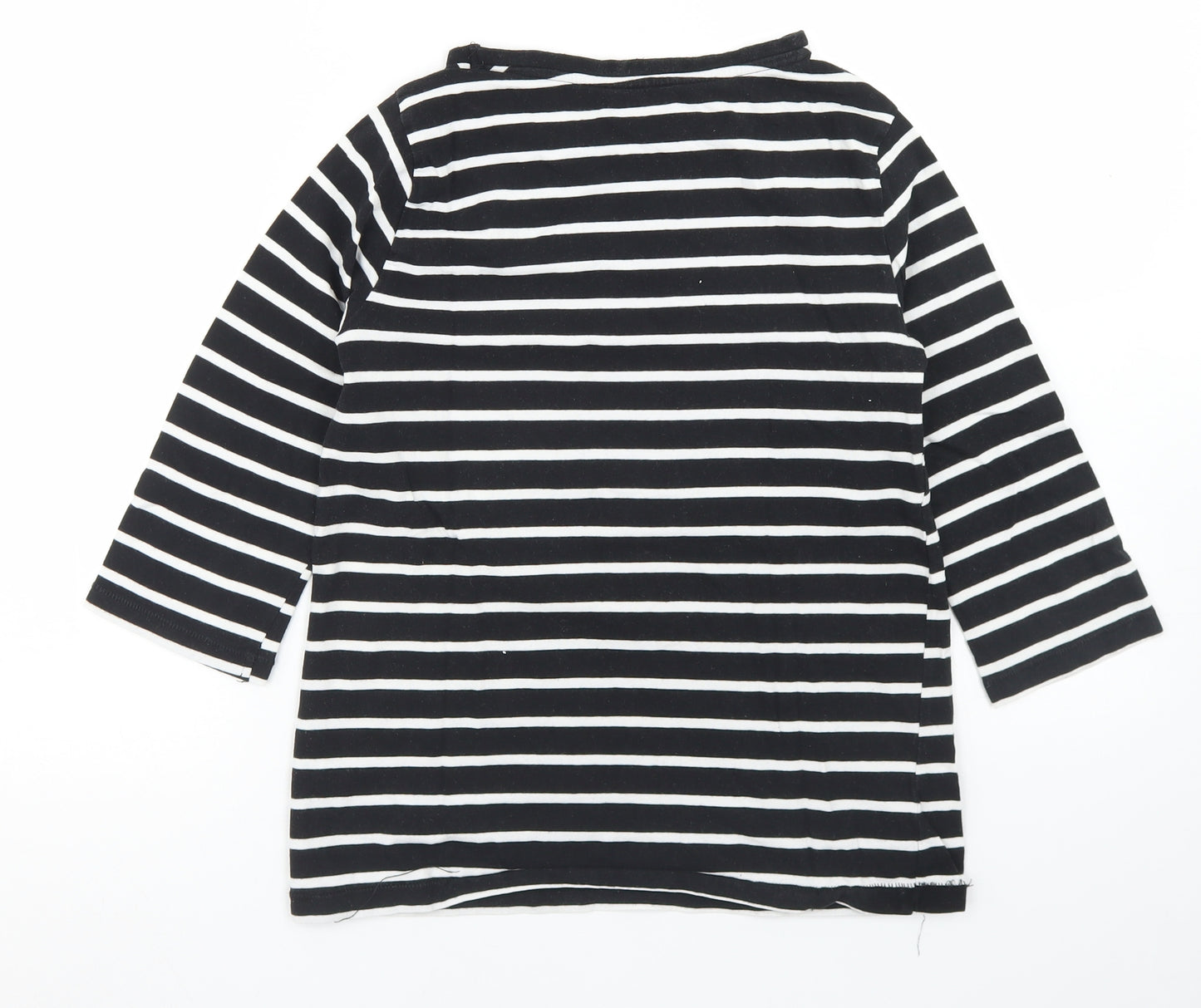 Dunnes Stores Womens Black Striped Cotton Basic T-Shirt Size S Crew Neck