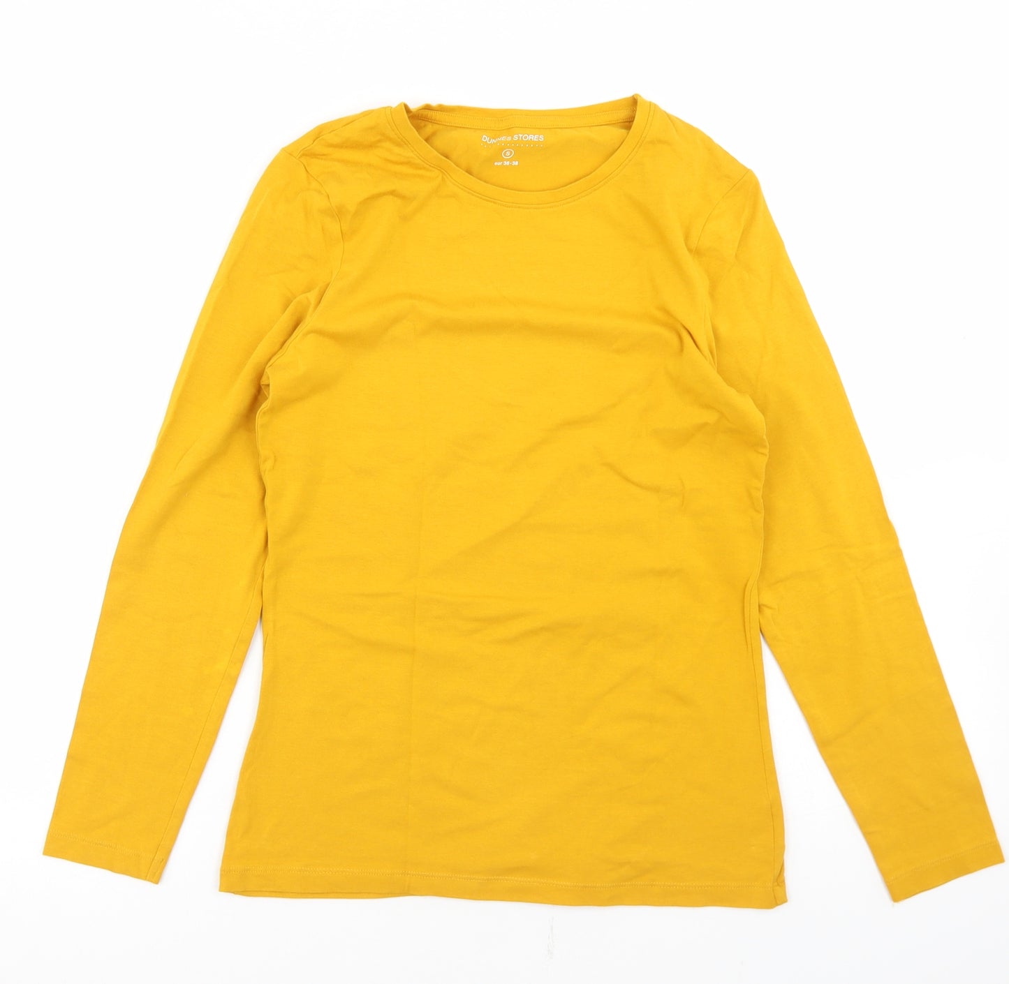 Dunnes Stores Womens Yellow  Cotton Basic T-Shirt Size S Crew Neck