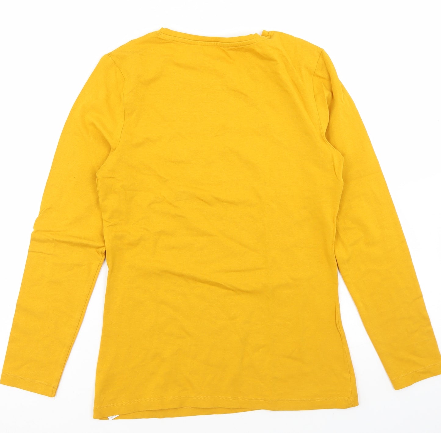 Dunnes Stores Womens Yellow  Cotton Basic T-Shirt Size S Crew Neck